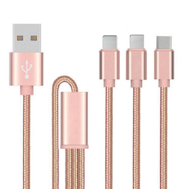 Cáp sạc USB chia 3 đầu cắm Micro USB Type-C Lightning tiện dụng - Bảo hành 3 tháng