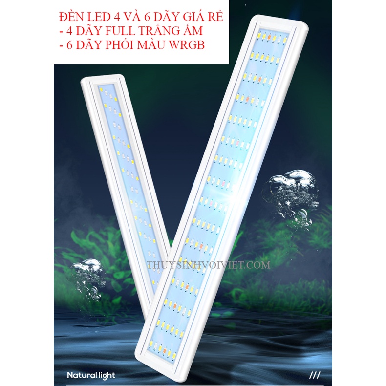 Đèn led 6 dãy ánh sáng trắng hoặc phối màu WRGB dành cho hồ thủy sinh, hồ cá cảnh, VUI LÒNG XEM KỸ MÔ TẢ