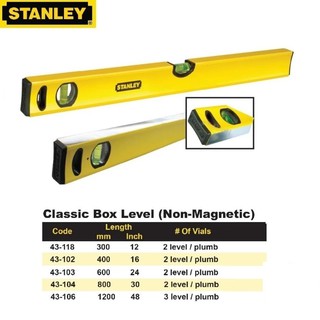 Thước li vô hộp stanley 43-102 40cm/16in; stanley 43-103 60cm/24in; stanley 43-106 120cm/48in