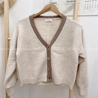 Áo cardigan lông thỏ kẻ viền