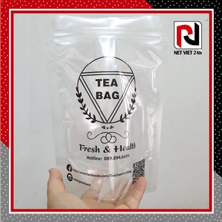 In túi zipper mặt bạc mặt trong đáy đứng, túi đựng trà sữa, đồ ăn vặt, thực phẩm