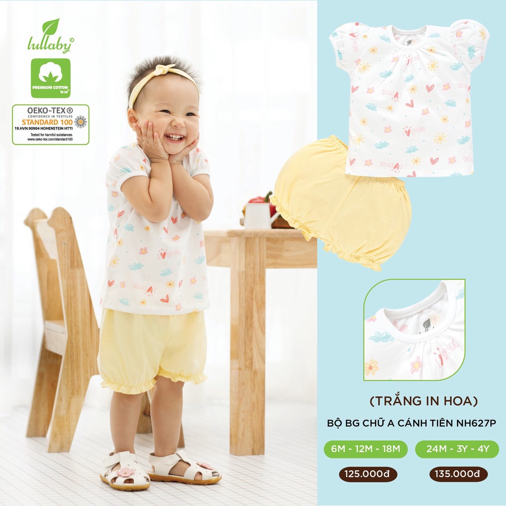 [CHÍNH HÃNG]Bộ cộc tay cotton họa tiết trẻ em Lullaby