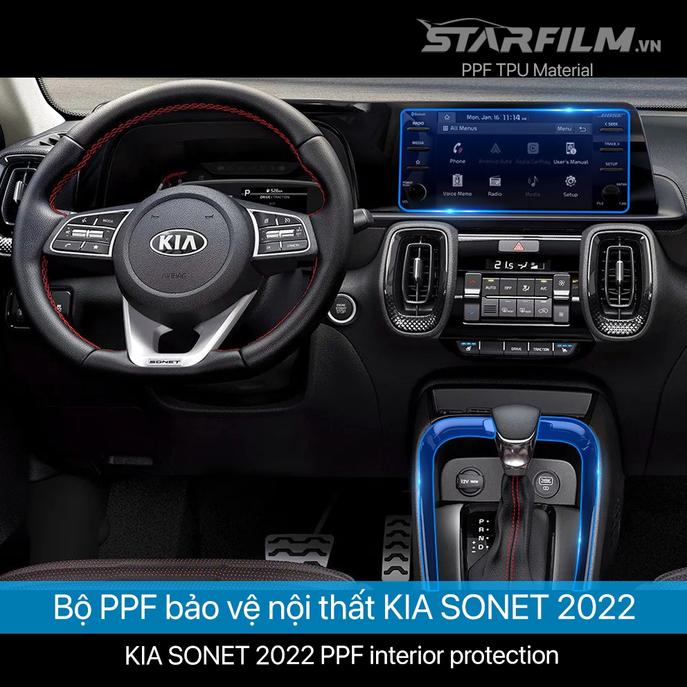 KIA SONET 2022 PPF TPU nội thất chống xước tự hồi phục STARFILM