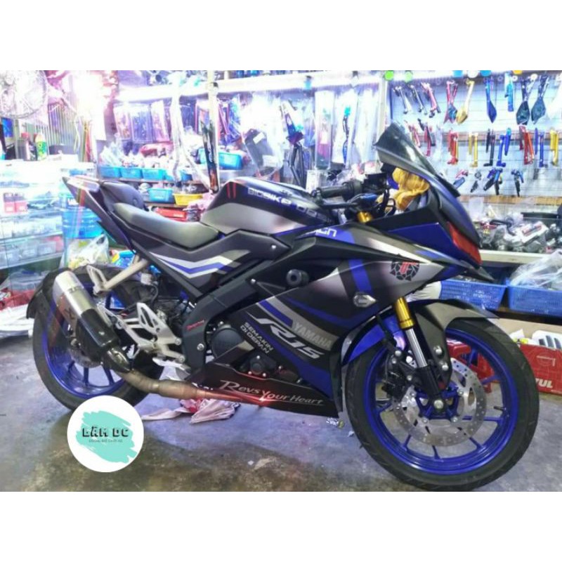Tem trùm yamaha R15 v3 xanh bạc ép nhám