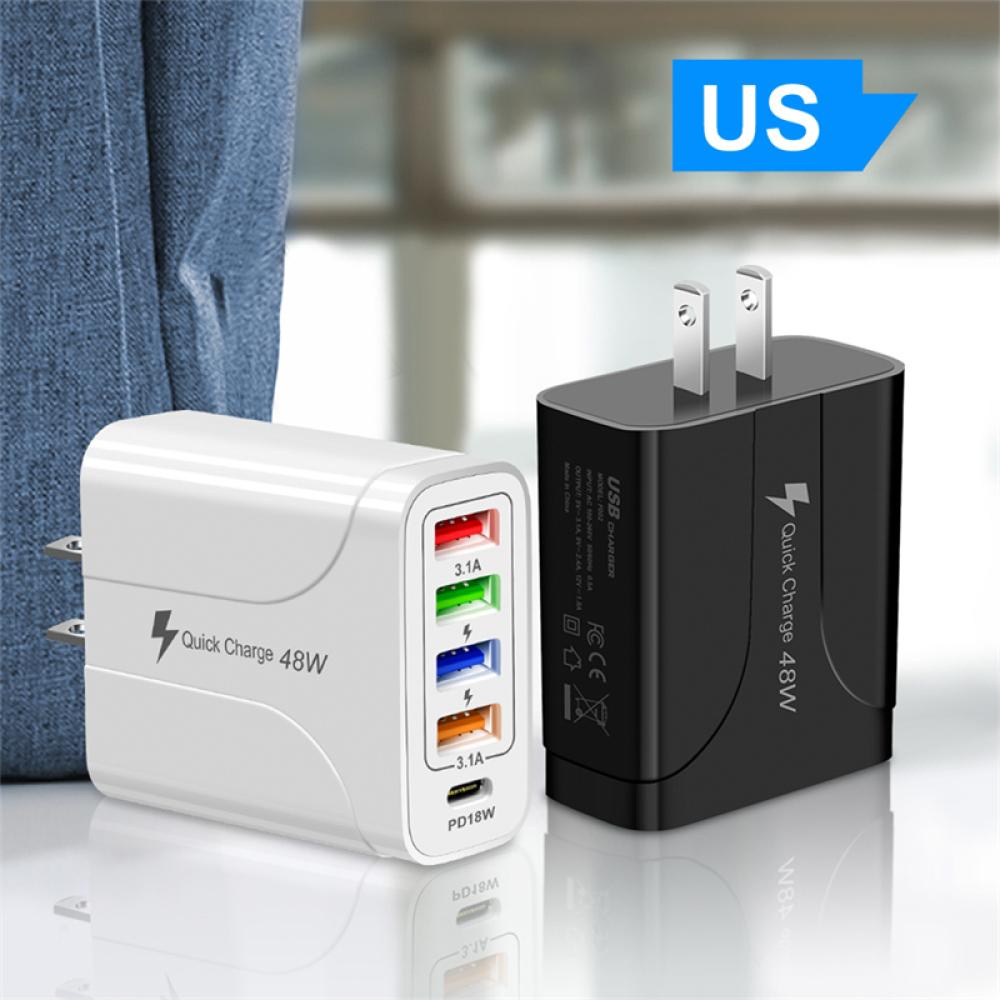 Củ Sạc Nhanh 48W PD 18W 5 Cổng USB Type C 5 Trong 1 Tiện Dụng H1Y5