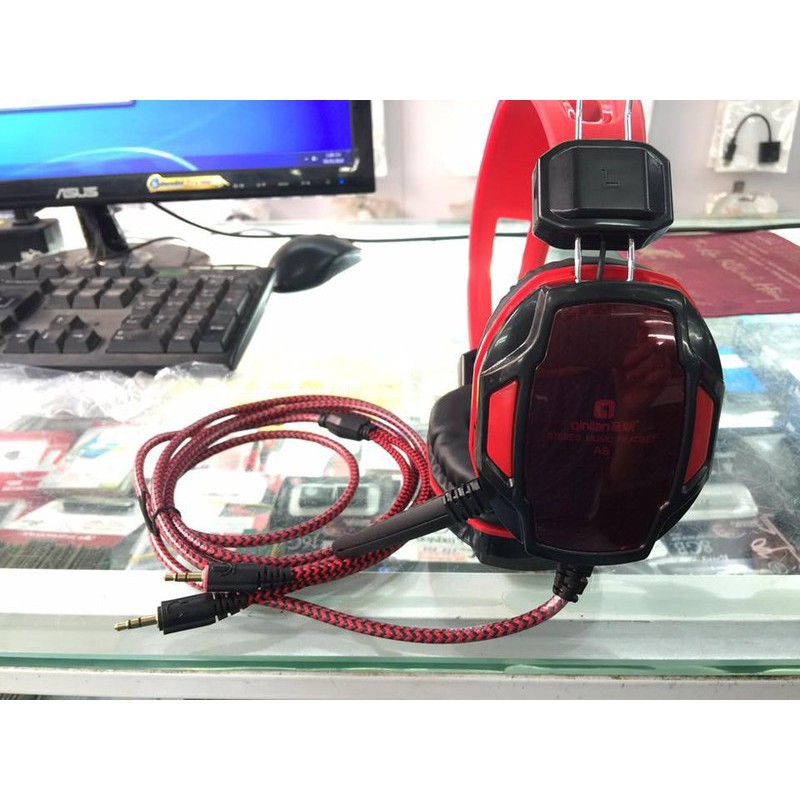 Tai nghe headphone Qinlian A6 gaming (Đen đỏ)