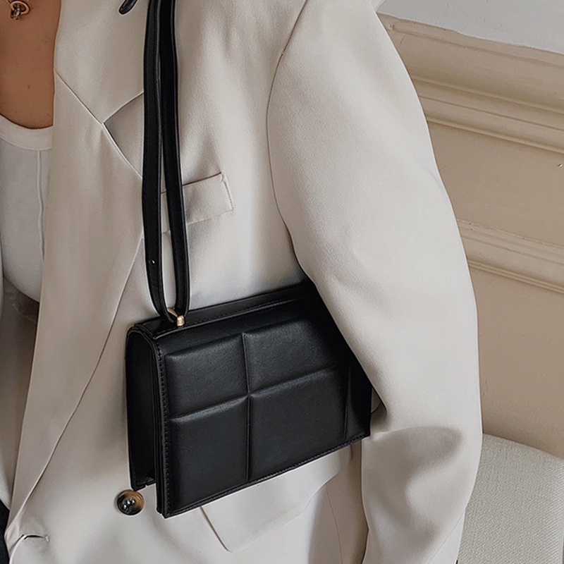 Túi đeo chéo IELGY dáng vuông nhỏ màu trơn họa tiết vân sọc đơn giản dành cho nữ