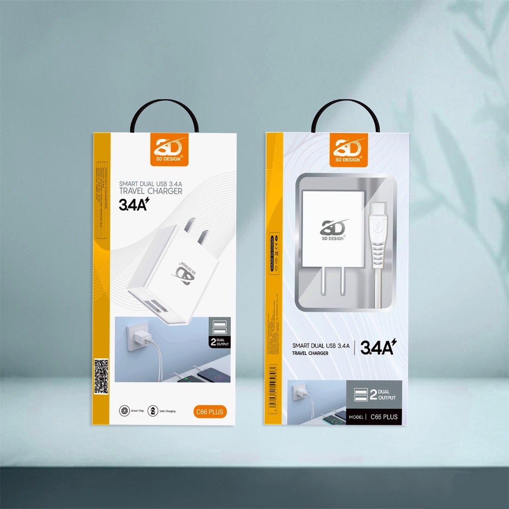 Bộ Củ Dây Cáp Sạc SD-C66plus Cho ĐT Pin Dự Phòng Tai nghe Bluetooth Case pro Vỏ Ốp lưng