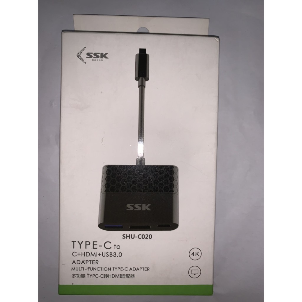 Cáp Type C -&gt; HDMI 4K + usb 3.0 SSK SHU 020 , Cáp chuyển từ Type C sang hdmi + usb 3.0