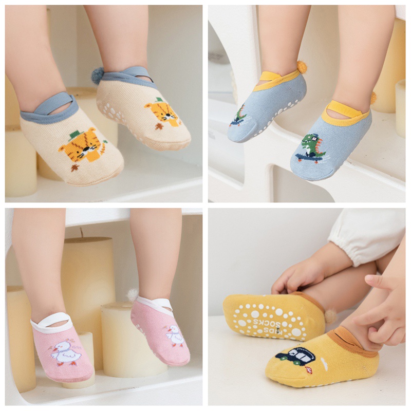 Vớ Cotton Mềm Chống Trượt Hình Khủng Long / Thỏ Dễ Thương Cho Bé 0-3 Tuổi