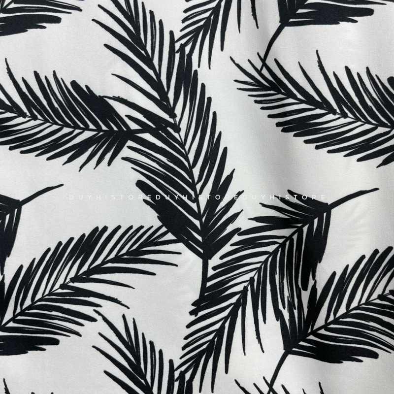 Áo sơ mi cộc tay unisex form rộng họa tiết TRĂNG LÁ ĐEN cho nam nữ | DUYHI | Ảnh thật