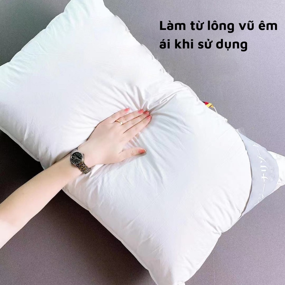 Ruột gối lông vũ nhật bản cao cấp vải kháng khuẩn mềm mại dòng gối thấp chống mỏi vai gáy XIAOMINI