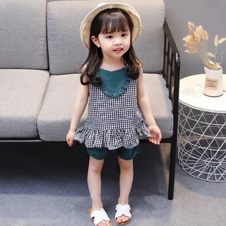 1 ri(5 bộ) kẻ caro hình tim cho bé gái