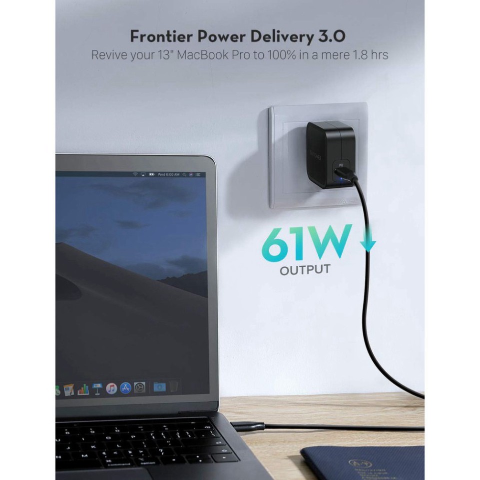 GIẢM GIÁ Củ Sạc Ravpower RP-PC112 - 1cổng Usb-c 61W PD 3.0 - Công Nghệ GaN GIẢM GIÁ