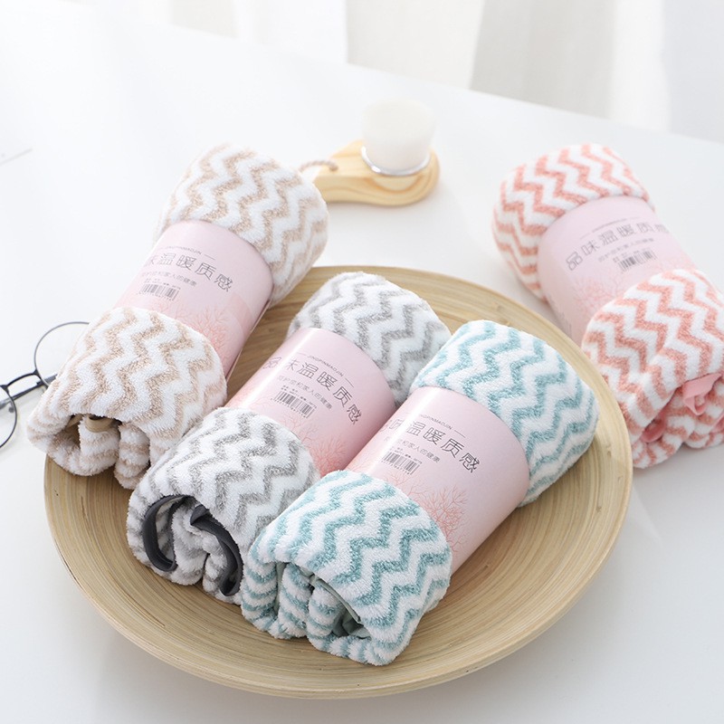 Khăn Mặt Cotton Kẻ Sọc Hàn Quốc, Khăn Lông Cừu Siêu Thấm Nước - Giao Mẫu Ngẫu Nhiên