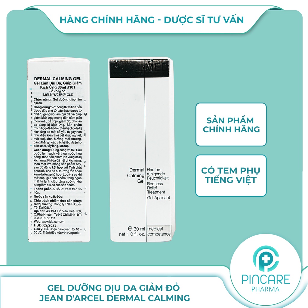 Gel làm dịu da &amp; giảm kích ứng Jean D’Arcel Dermal Calming Gel 30ml - Hàng chính hãng - Nhà thuốc PinCare