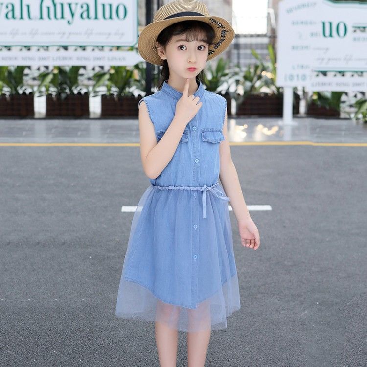 Đầm Denim Không Tay Thời Trang Mùa Hè Dành Cho Bé Gái Từ 2022 Từ 3 Đến 4 Đến 5-6 Đến 7 Đến 8 Đến 9-10 Đến 11-12 Tuổi