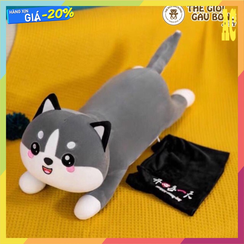 [FREESHIP_50K] Gối Ôm Cho Bé, Gối Ôm Hình Thú Mèo Husky - Gấu Bông Mèo Mắt Tròn Size 50cm