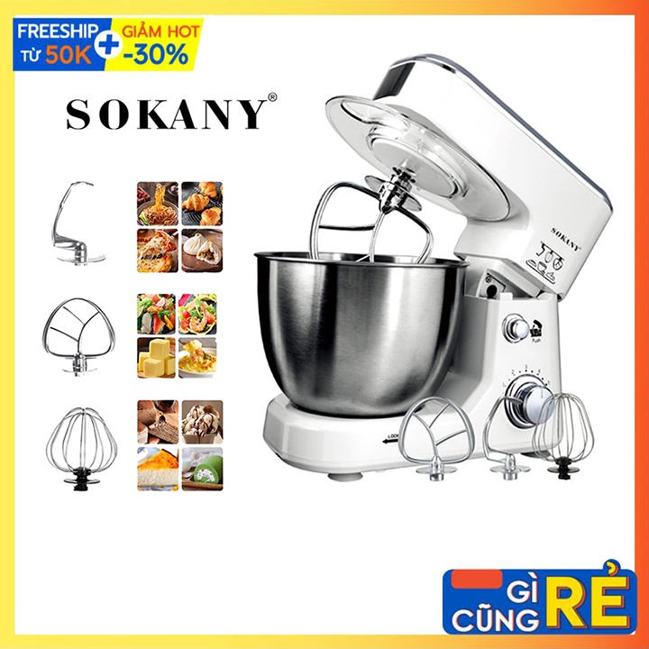 MÁY ĐÁNH TRỨNG, TRỘN KEM, THỰC PHẨM ĐỂ BÀN SOKANY 209 CÔNG SUẤT LỚN 450W 4 LÍT