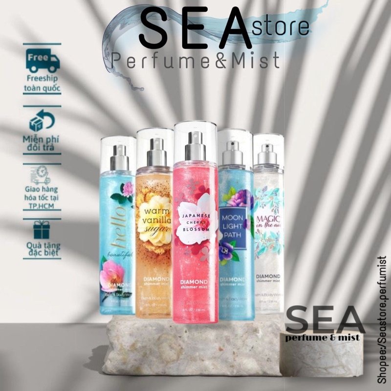 BBW® Top 6 Xịt Thơm Toàn Thân Ánh Nhũ Bath And Body Works Shimmer Cho Mùa Hè 2020