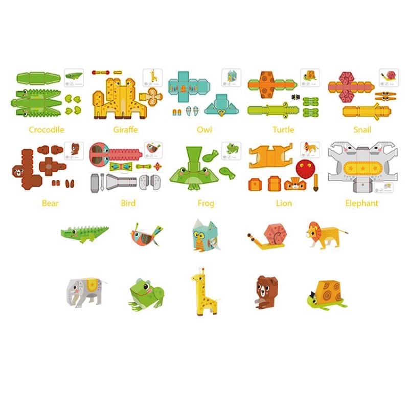 Gấp giấy nghệ thuật Origami phiên bản 3D mô hình ô tô và động vật đồ chơi thủ công sáng tạo cho bé