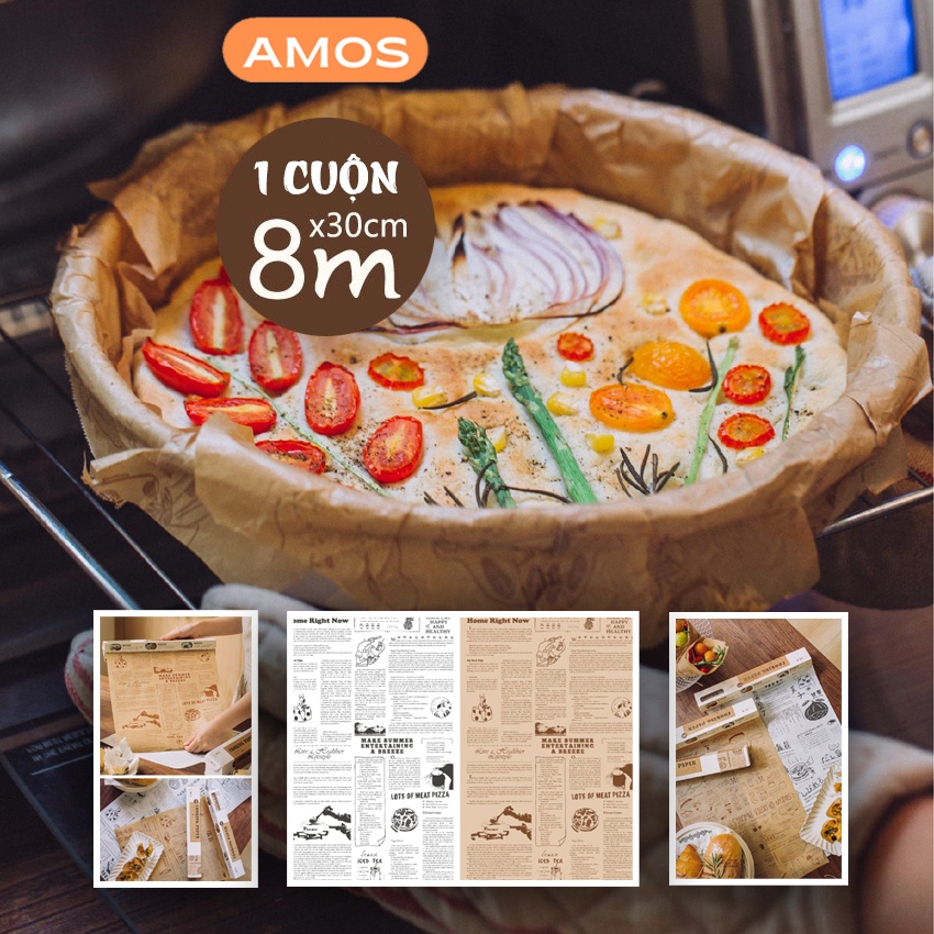 Cuộn 8M Giấy thấm dầu Nhật Bản an toàn vệ sinh AMOS | Chống bám dính,thấm hút dầu mỡ cực tốt