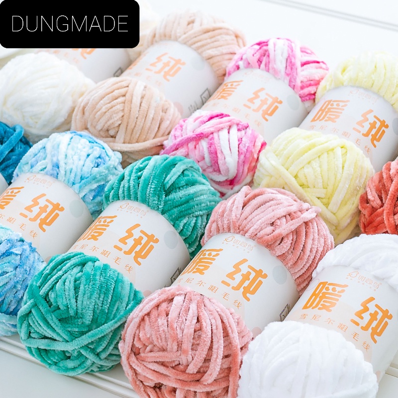 Len nhung Chenille cuộn len sợi len đan móc 100gam 1 cuộn