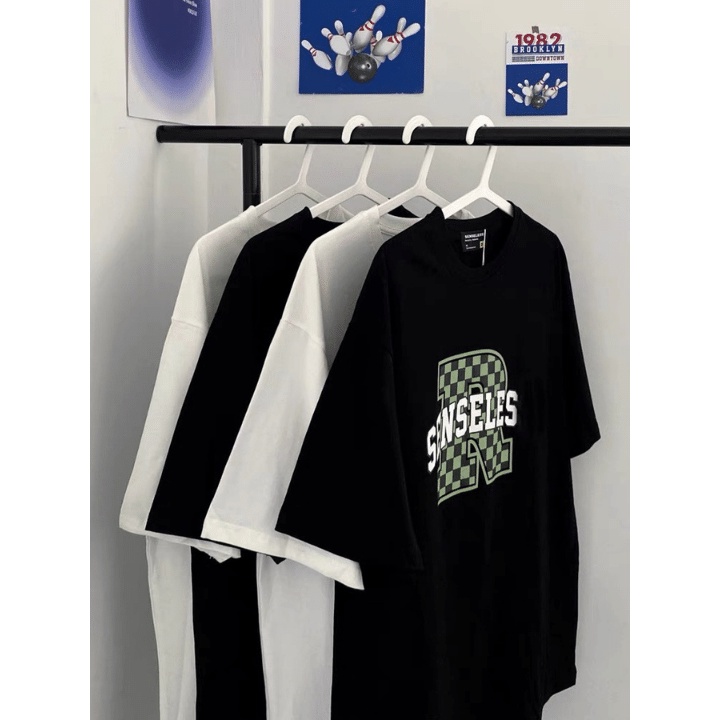 Áo thun form rộng in hình chữ R caro/Áo phông unisex tay lỡ oversize chất thun cotton phong cách ulzzang RÔ STORE AT72 | BigBuy360 - bigbuy360.vn