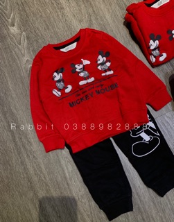 Bộ nỉ bông đỏ Mickey