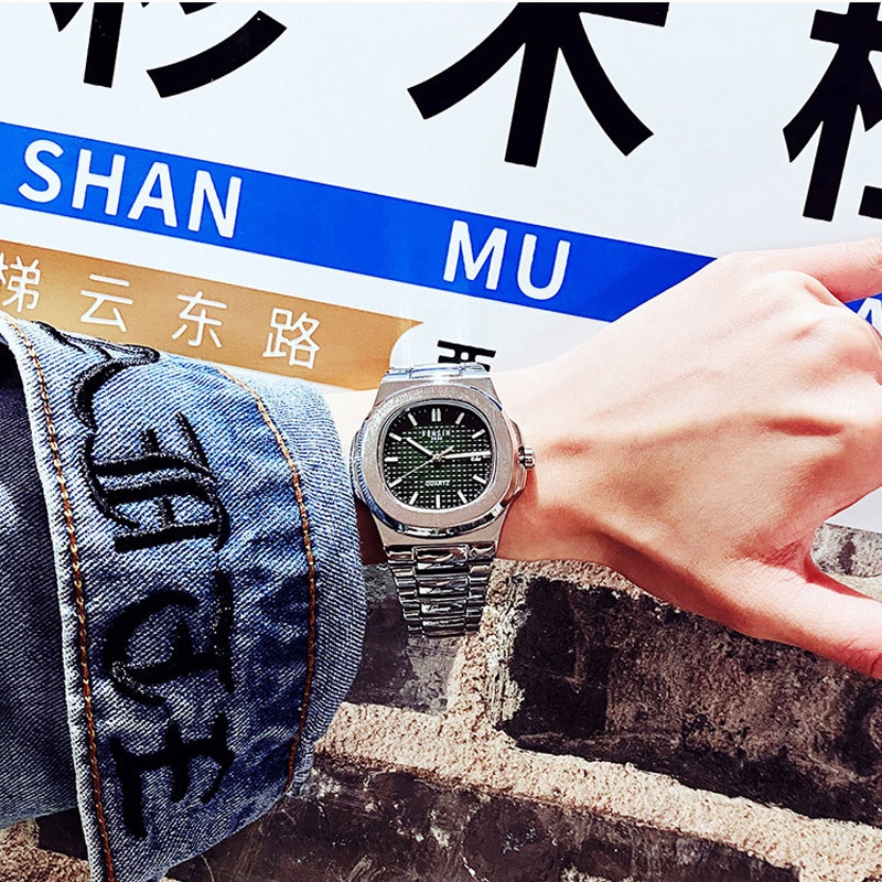 Đồng hồ nam chính hãng chống nước cao cấp đẹp dây thép hợp kim 316L mặt vuông W15