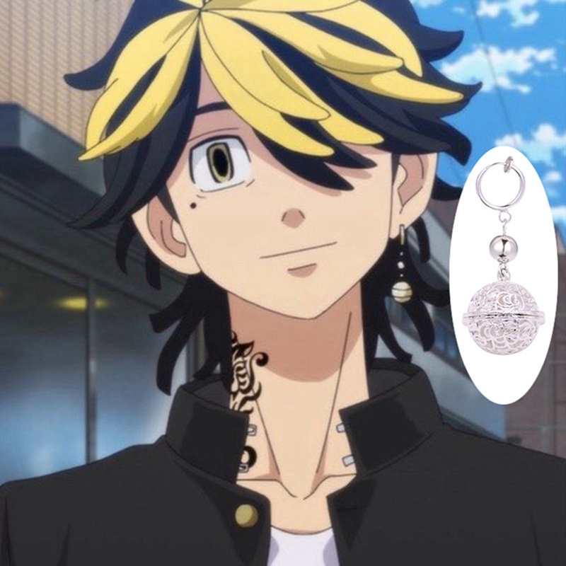 1 khuyên kẹp tai hình quả cầu rỗng họa tiết anime Tokyo Revengers Kazutora Hanemiya