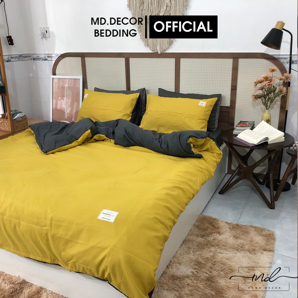 Bộ chăn ga gối Cotton TC MD.Decor Bedding trơn màu 4 món đủ size giường nệm HÀNG LOẠI 1