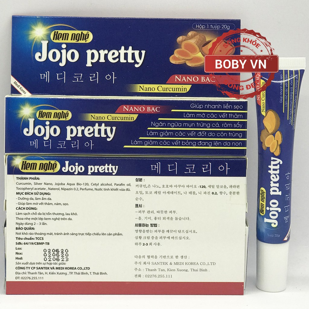 Kem nghệ Jojo pretty làm mờ vết thâm, nám, sẹo - Hộp 1 tuýt 20g