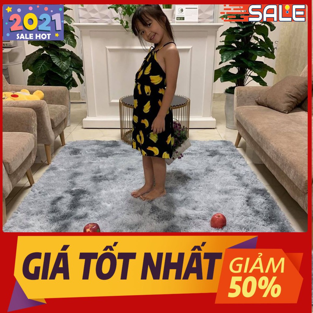 Thanh lý gấp thảm lông loang trải sàn 1m6 màu ghi nhạt