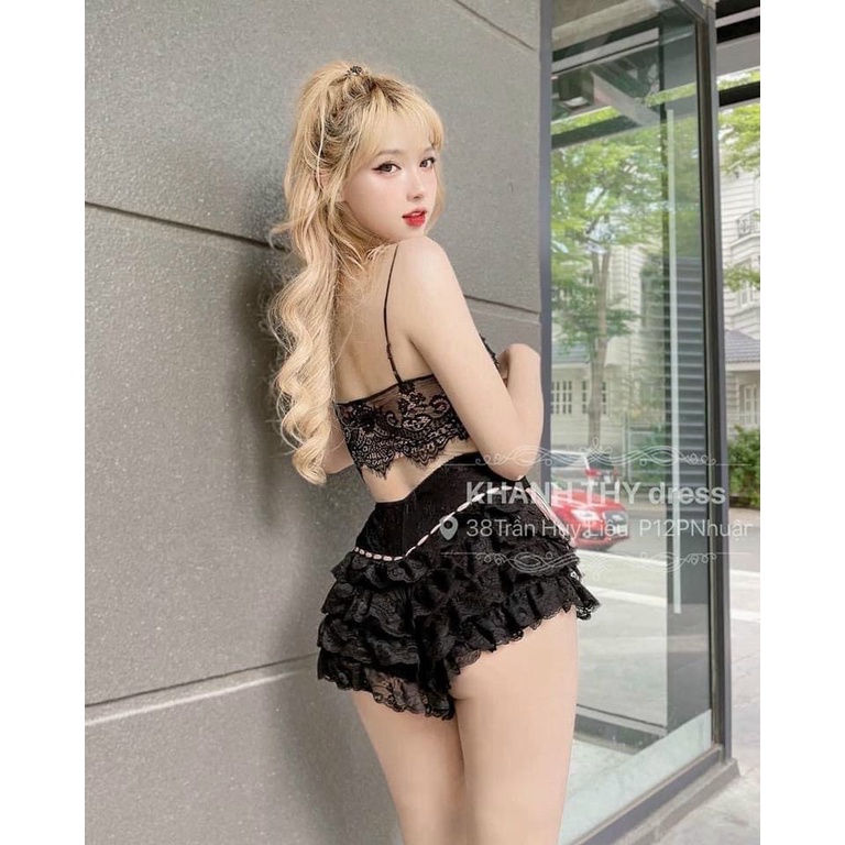 Quần shorts phối ren phân tầng cực hot hit , chất ren mềm mịn mát