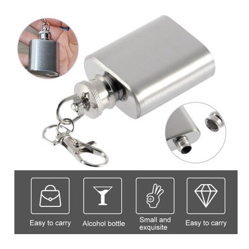 Bình rượu inox treo móc khóa 30ml , siêu nhỏ & tiện lợi