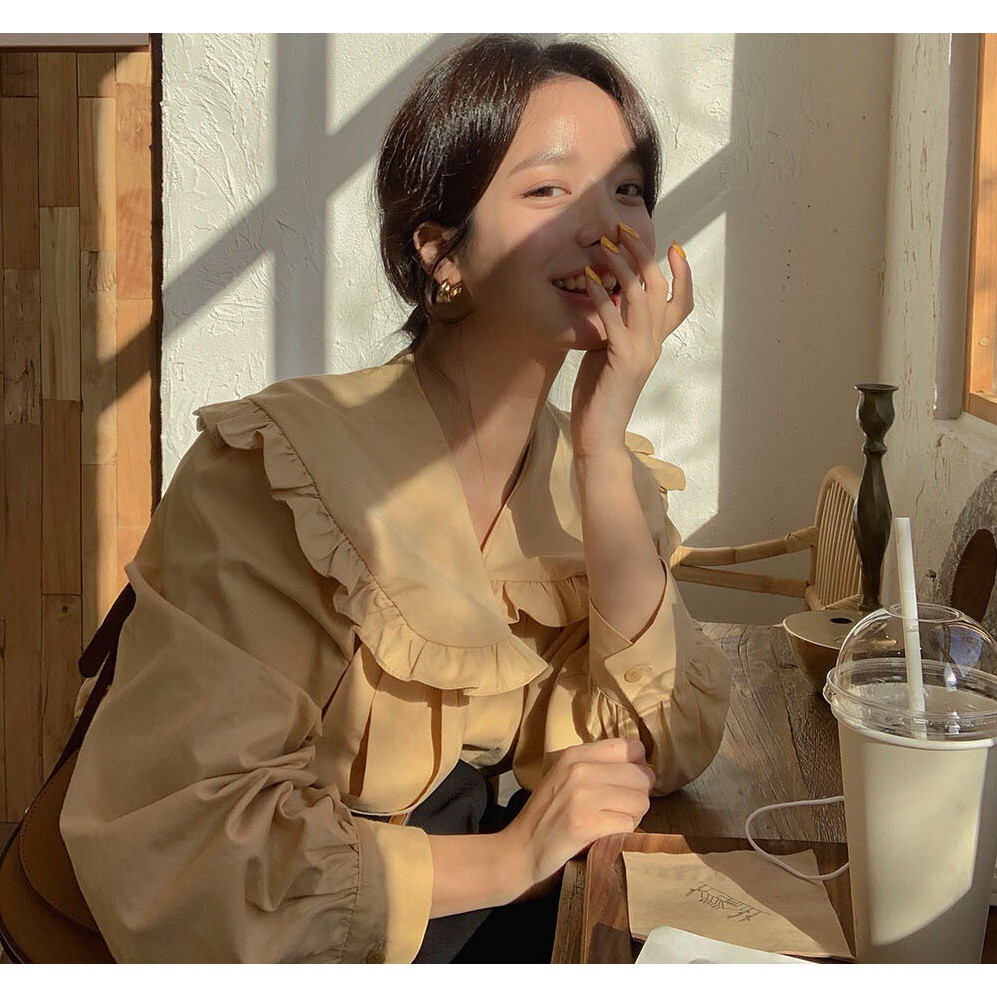 Áo Sơ Mi Cổ Búp Bê Dài Tay Thời Trang Sành Điệu 42318