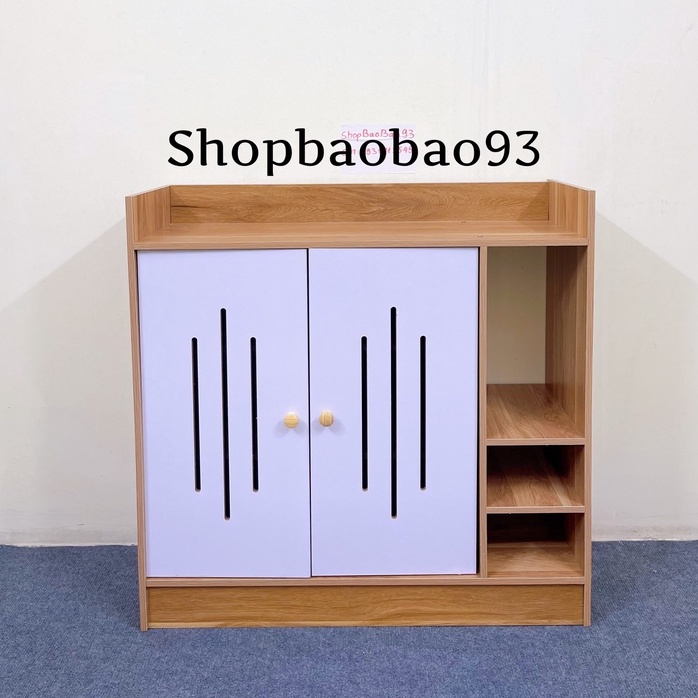 Tủ giày gỗ cửa trắng thông minh hiện đại kệ giày kệ gỗ chất liệu MDF cao cấp 80x80x30cm