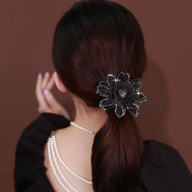 Dây Cột Tóc Đính Hoa Vải Thời Trang Mùa Hè Hàn Quốc Cho Bé Gái