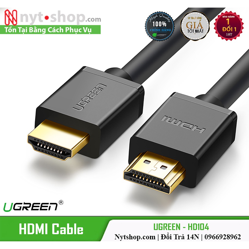 Cáp HDMI 1.4 Tròn Dẻo Hỗ trợ 4K Ultra HD Cao Cấp UGREEN HD104