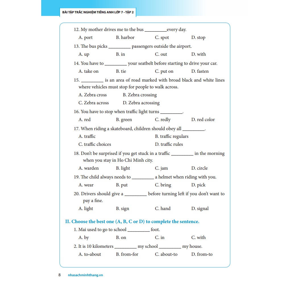 Sách - The Langmaster - Bài Tập Trắc Nghiệm Tiếng Anh Lớp 7 Tập 2 (Có Đáp Án)