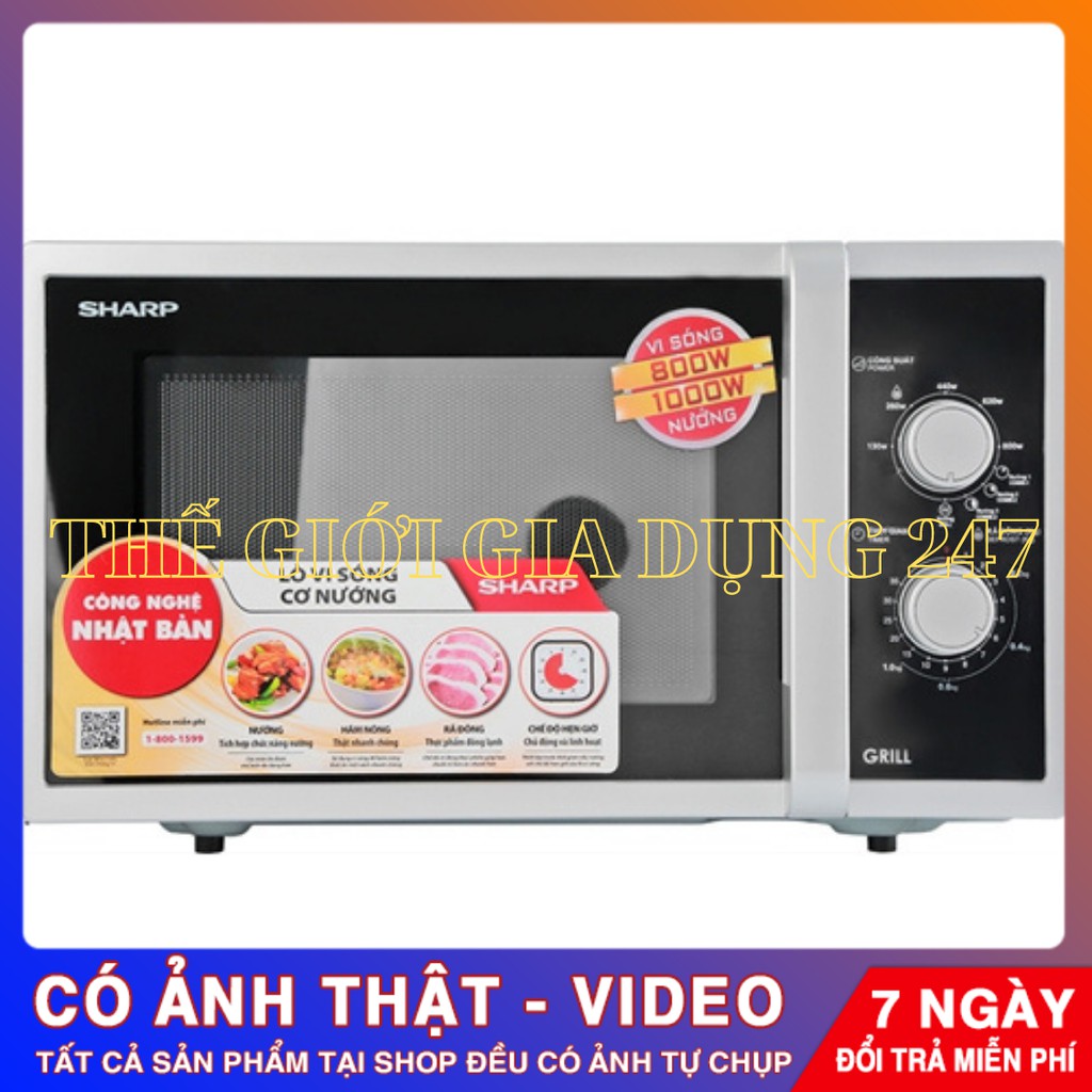 Lò Vi Sóng Có Nướng Sharp R-G322VN-S – 23 Lít Nướng 1000W – Chính Hãng Phân Phối – Bảo Hành 12 Tháng