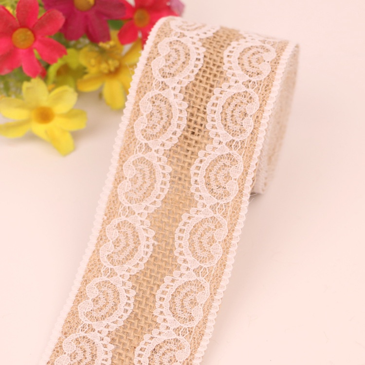 Cuộn ruyband vải bố canvas 5cm làm đồ handmade đồ thủ công, trang trí tiệc rustic vintage đám cưới nơ gói hoa, nơ ghế