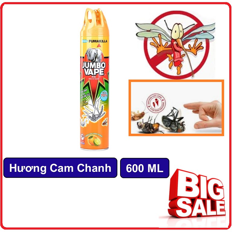 Bình Xịt Muỗi JUMBO Hương Cam Chanh 600ml