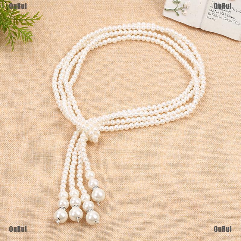 (FCC) Vòng cổ Dài Tua Rua Đính Hạt Ngọc Trai Thanh Lịch