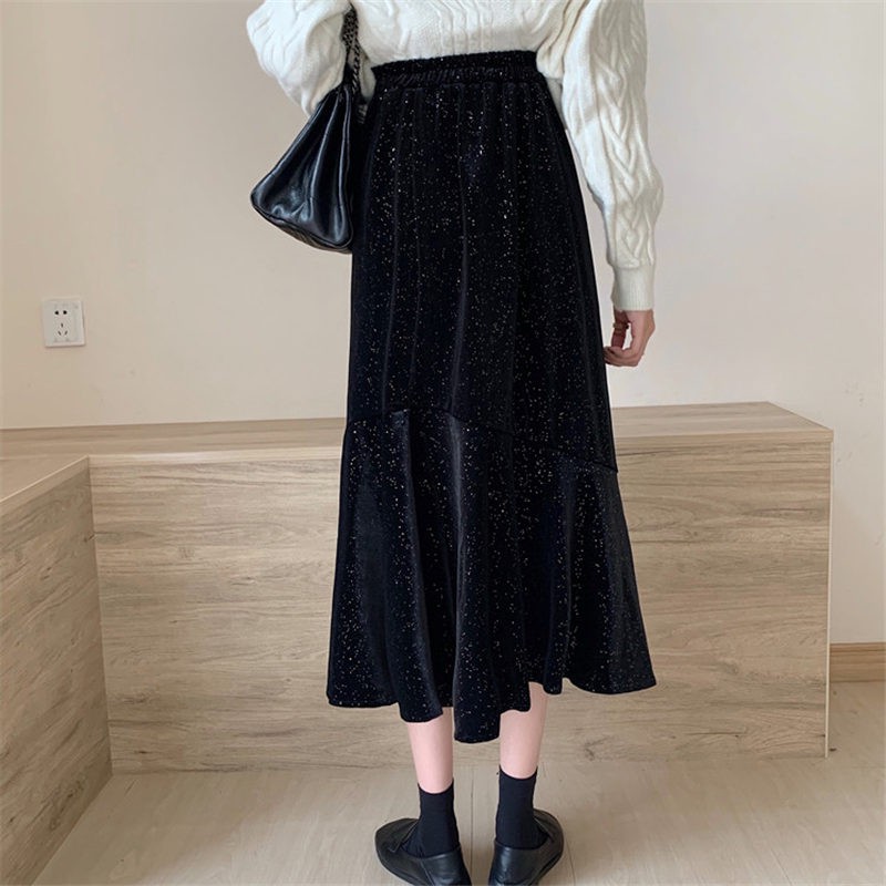 Chân Váy Nhung Dài Lưng Cao Dáng Chữ A Dễ Phối Đồ | BigBuy360 - bigbuy360.vn