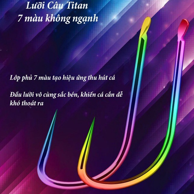 Móc Lưỡi Câu TiTan 7 Màu Không Ngạnh Cực Chắc Chắn Dùng Cho Cần Câu Tay