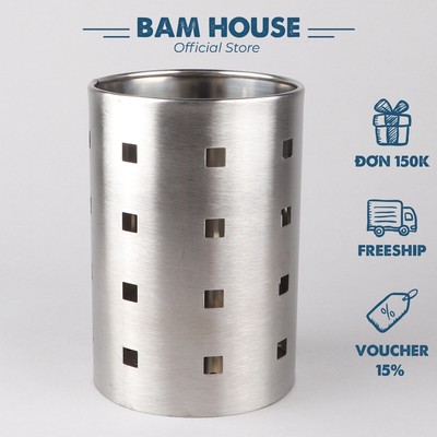 Ống đũa inox tròn Bam House sáng bóng có lỗ thông thoáng cao cấp ODT01