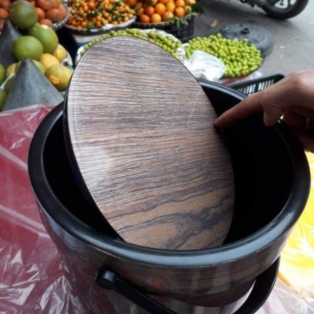 Thùng rác nắp lật vân gỗ Việt Nhật