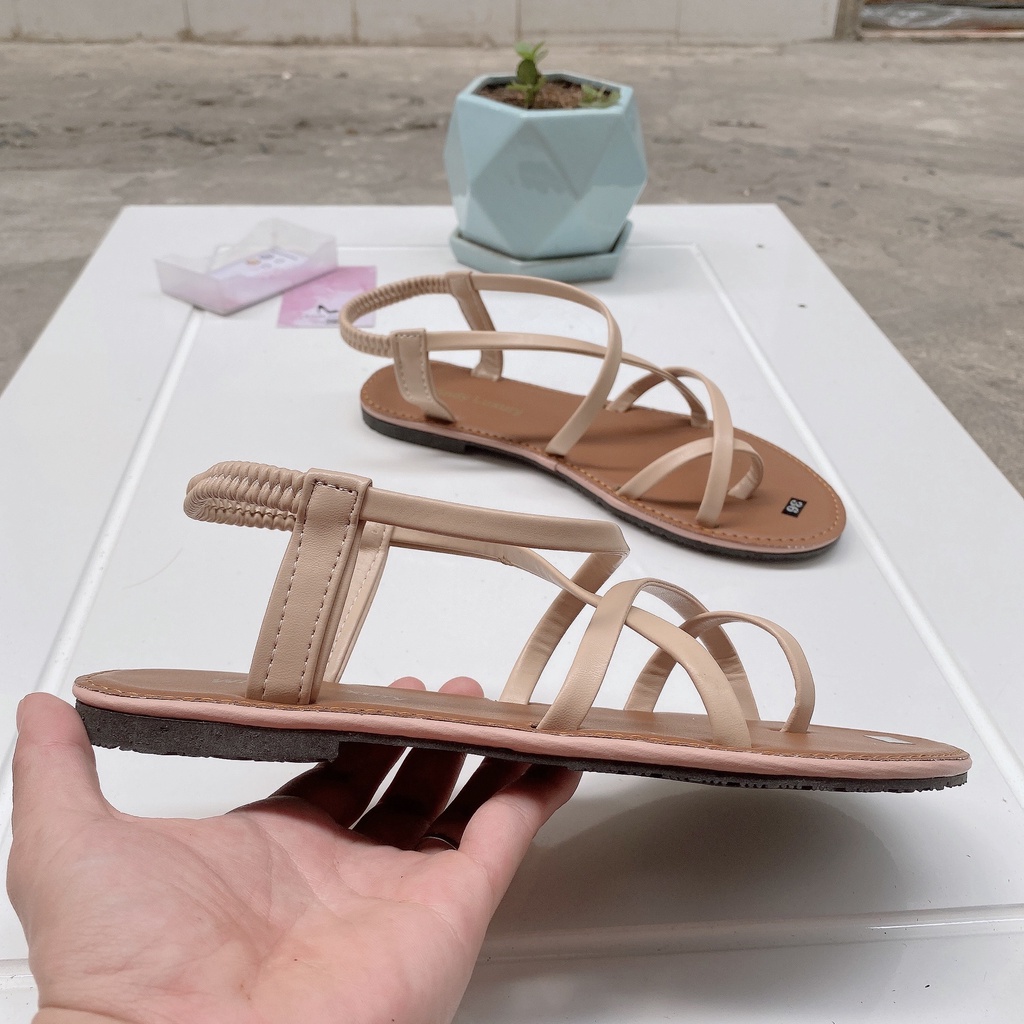 Sandal nữ đế bệt, sandal chiến binh, quai mảnh vuông, xỏ ngón, đi biển đi học, đi làm tại văn phòng-1000030